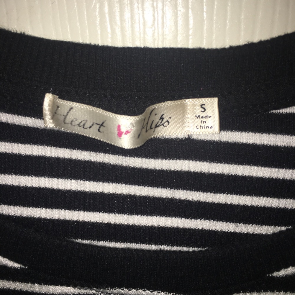 Cropped Black and White Striped Shirt